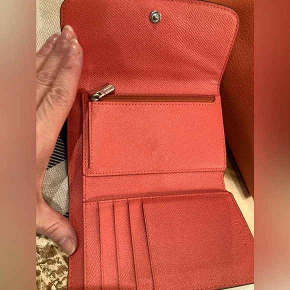 COACH Mini Emma Crossbody Satchel Pebble Leather F31466 Coral & Matching Wallet - Picture 12 of 14